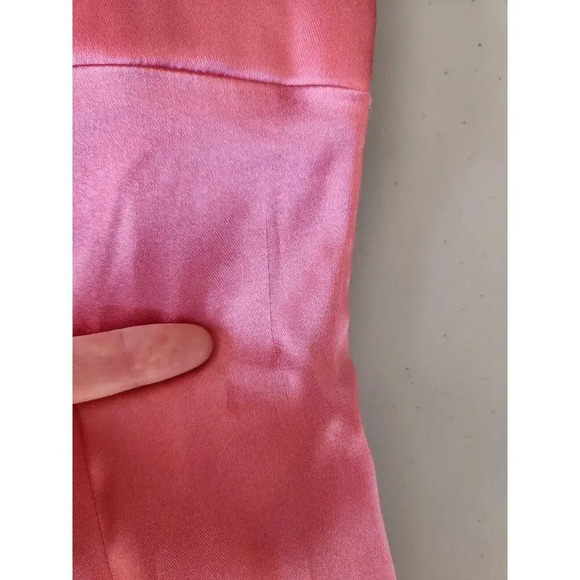 Defect Maeve Square-Neck Satin Stretch Midi Dress size L Rose Pink 9B402 - Picture 6 of 16